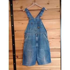 Vtg 80s OshKosh B'Gosh Sz 36 Vestbak USA Union Denim Bib Overalls Shorts Unisex